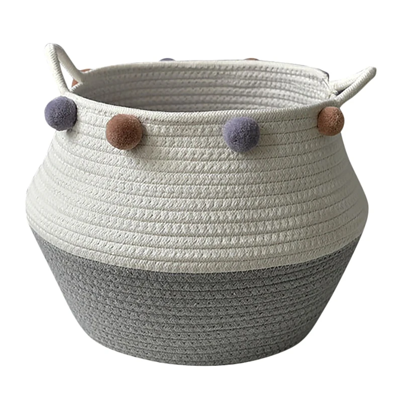 

Корзина из плетеной хлопковой веревки, корзина для грязной одежды, игрушек, для хранения одеяла в спальне, гостиной и детской комнате