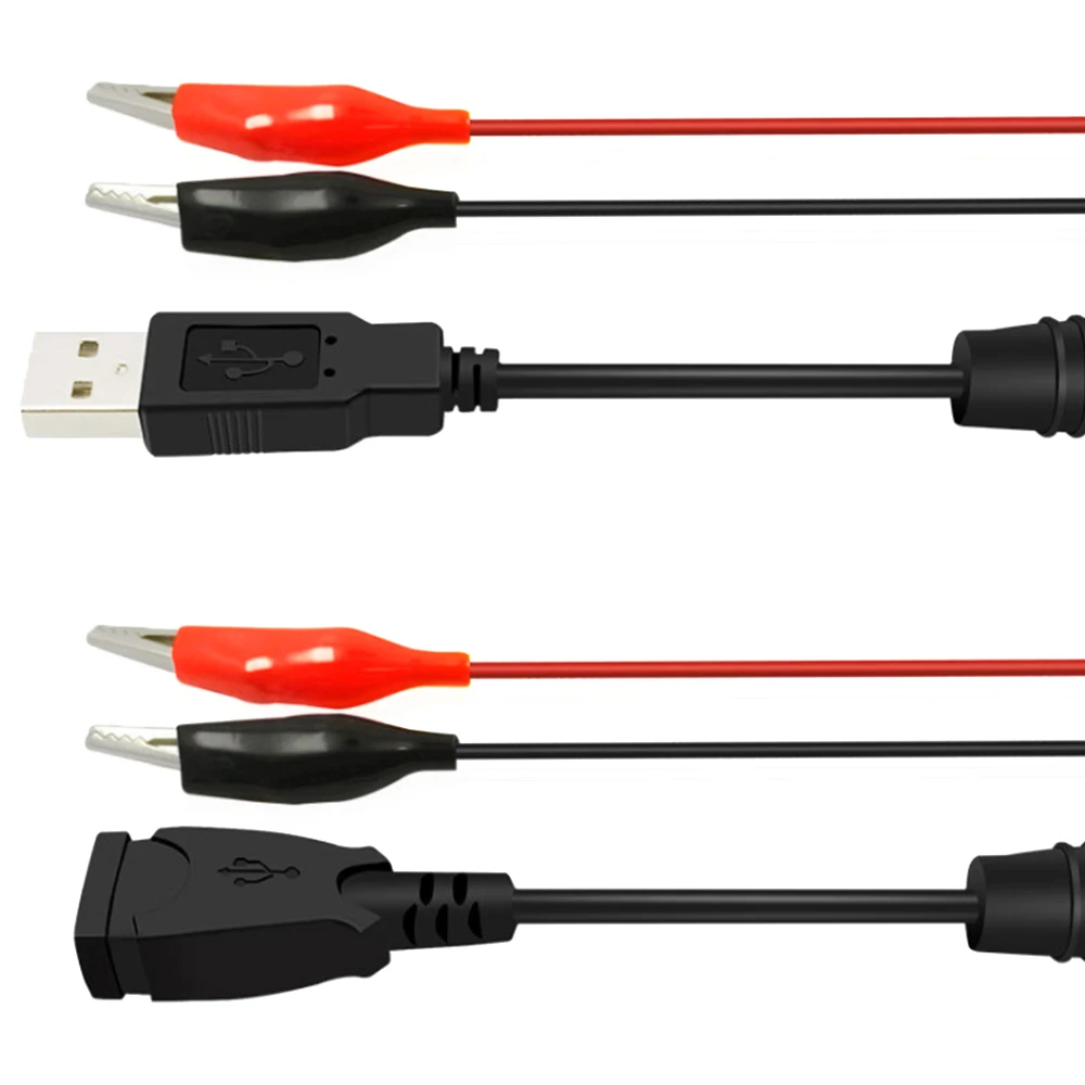 

1Pair Male Female USB Alligator Clips Testing Wire To Battery Lithium Battery Voltmeter Ammeter Tester