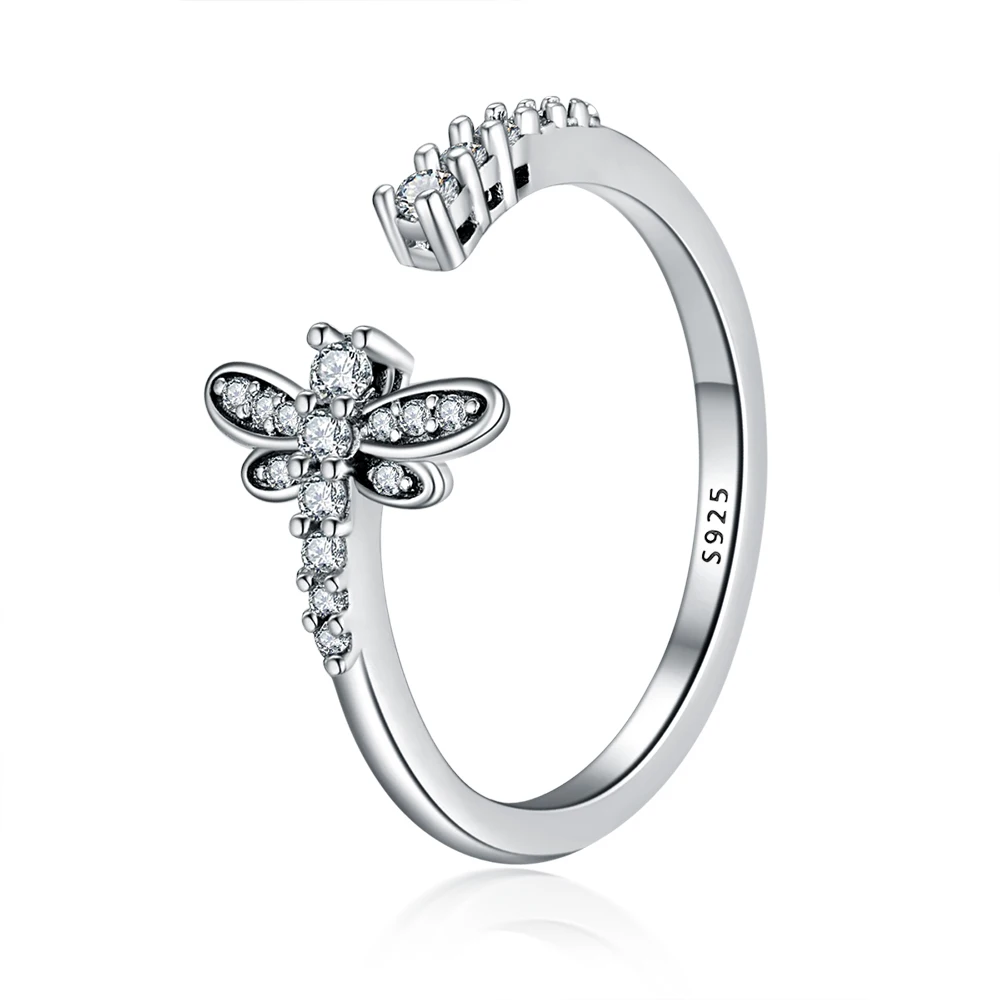 

925 Sterling Silver Ring Charms Fashion Big Crystal Clear Cz Surround Rose Snowflake Round Finger Ring For Women Party Jewelry