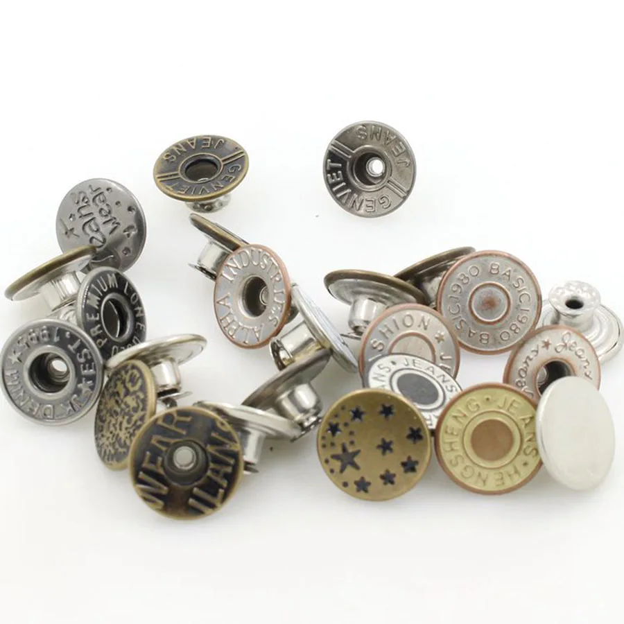 10 Pcs/lot 17mm Retro Metal Button Fashion Jeans Buttons for DIY Sewing Clothes Trousers Vintage Combined Buckle Material | Дом и сад