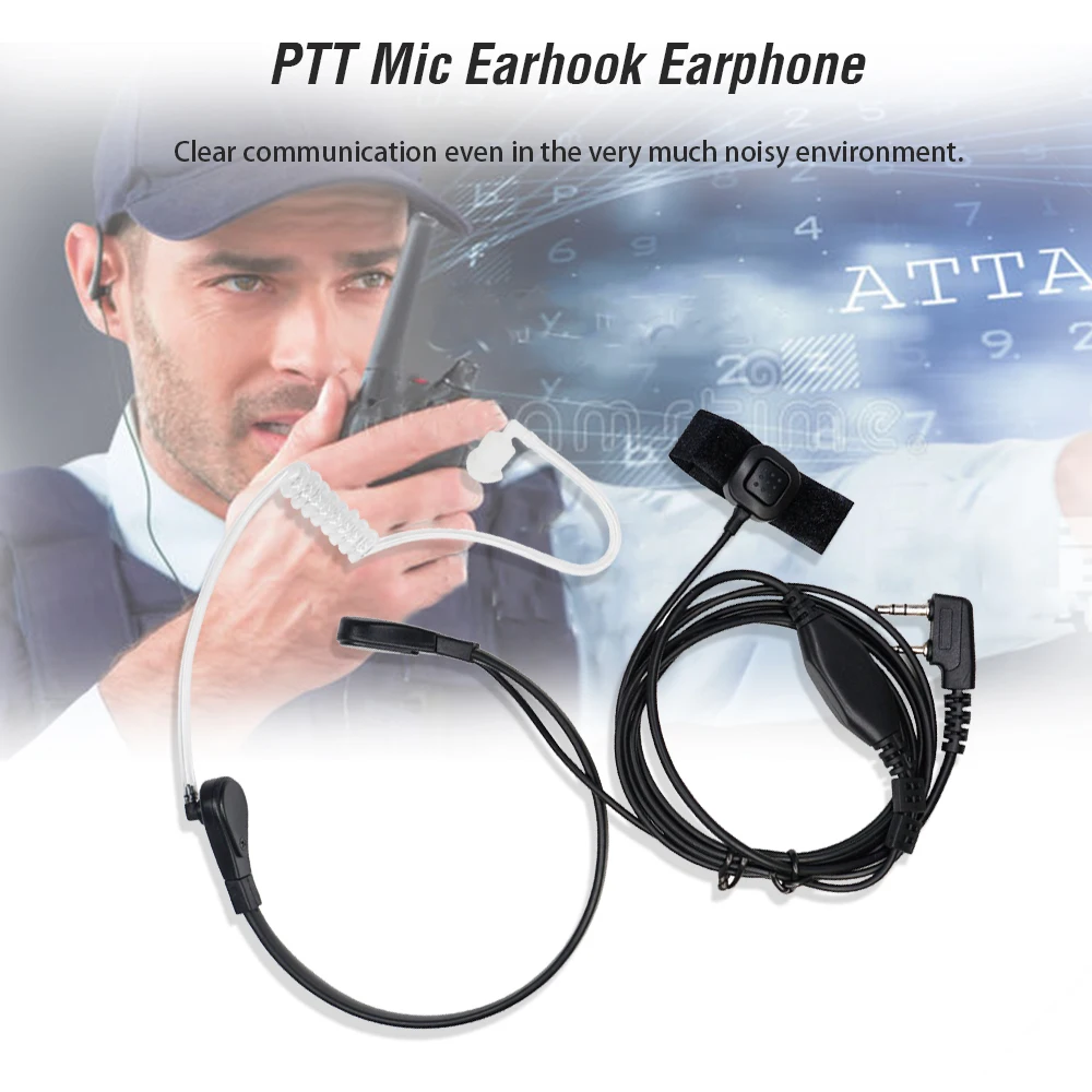 Baofeng Radio Air Acoustic Tube Headset 2 Pin PTT Mic Earpiece Noise Reduction Covert Earphone for UV-5R/888S/UV-82 Walkie Talki