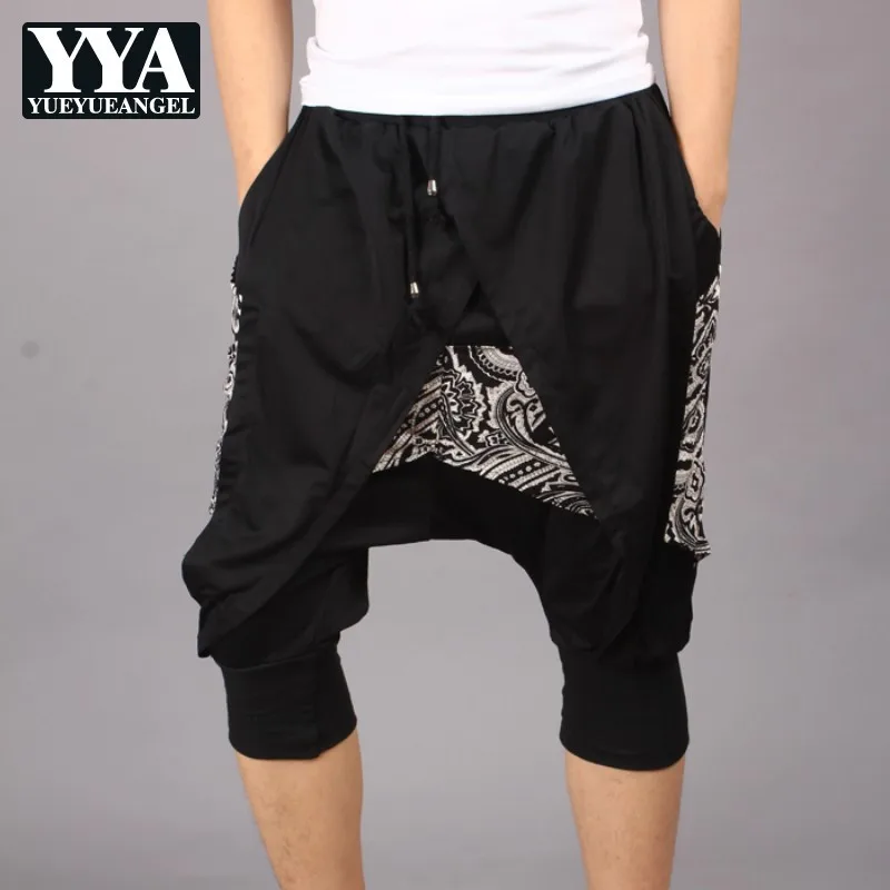 

Мужские свободные брюки до щиколотки с винтажным принтом, повседневные модные дамские брюки с Кулиской с размера плюс талией, на лето