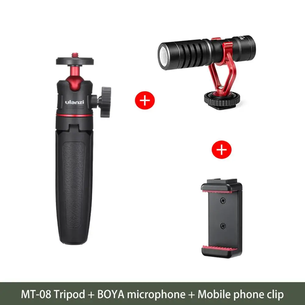 mic kit Ulanzi MT-08 Настольный Выдвижной Штатив с 1/4 винтом для DSLR камер смартфон микрофон светодиодный светильник для Vlogging - Цвет: mic kit