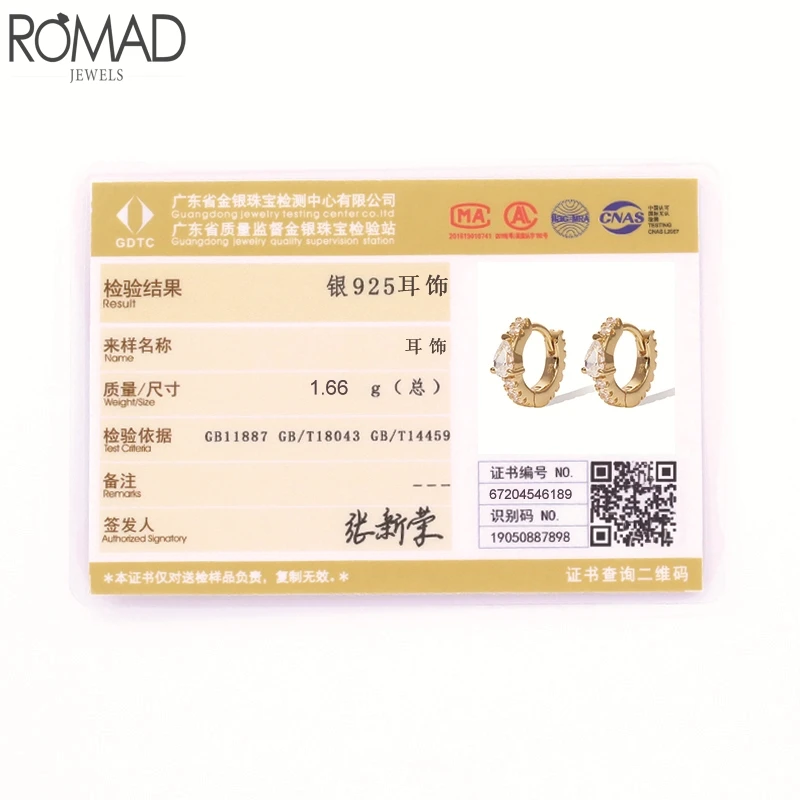 

Romad Luxury Hoop Earrings For Women 925 Sterling Silver Fine Jewelry Heart Zircon Huggie Earrings aretes pendientes mujer W4