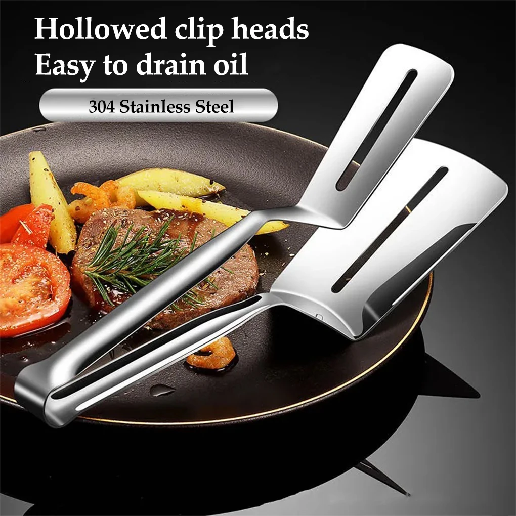 

Handheld Stainless Steel Cooking Tongs Meat Grill Burger Patty Spatula Restaurant Sandwich Cookware Household Grilling