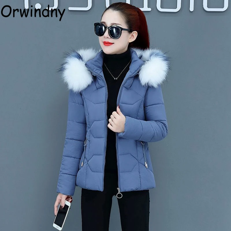

Orwindny Warm Jacket For Winter Large Fur Parkas Thicken Hooded Clothing Zipper Cotton Padded Coat Female Snow Wear Casaco