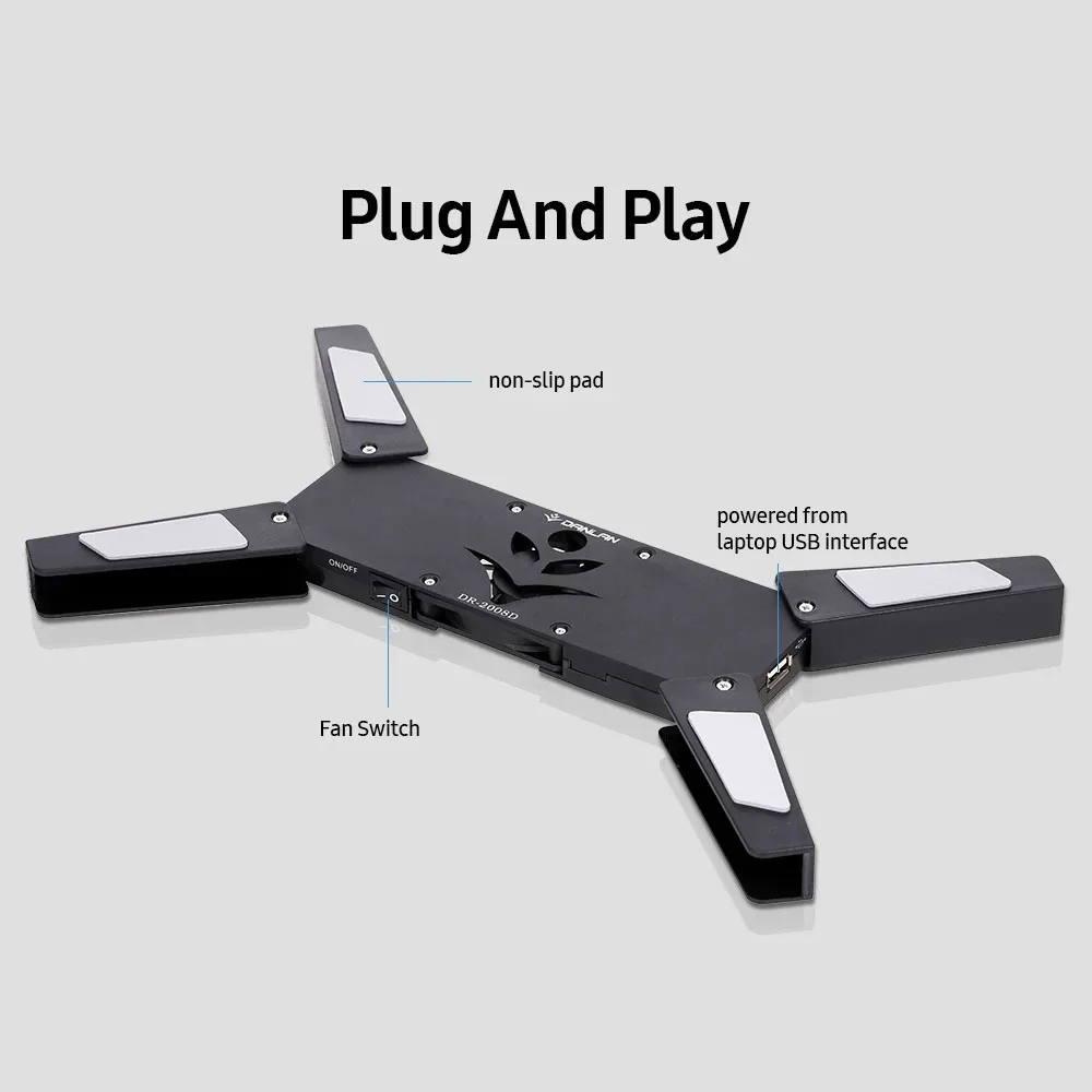 

DR-2008D Laptop Cooling Pad Portable USB Powered Folding Cooling Stand With Single 60mm Fan For Notebook