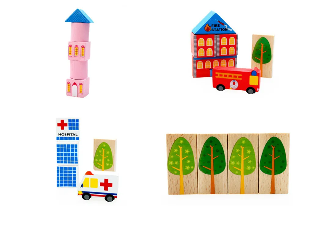 

62 Education Toy Kids Fun Learning Toys For Children Tablets Urban Traffic Blocks Elm Children's Scenes House Puzzles Block Y116
