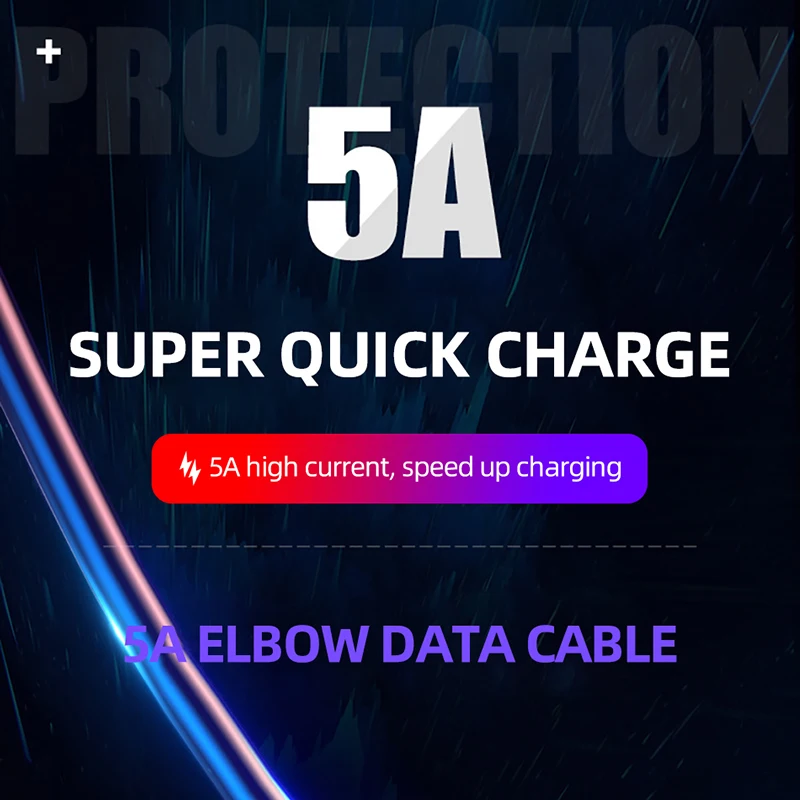 90 градусов 5A USB Type C кабель для мобильного телефона Samsung Huawei Xiaomi Redmi передачи данных