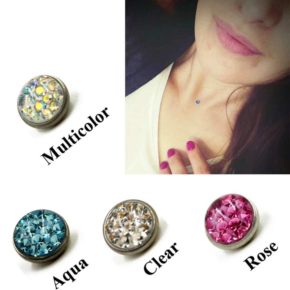 1 шт. хирургические Сталь микро кожные пирсинг Gem Micro якорь с украшением в виде