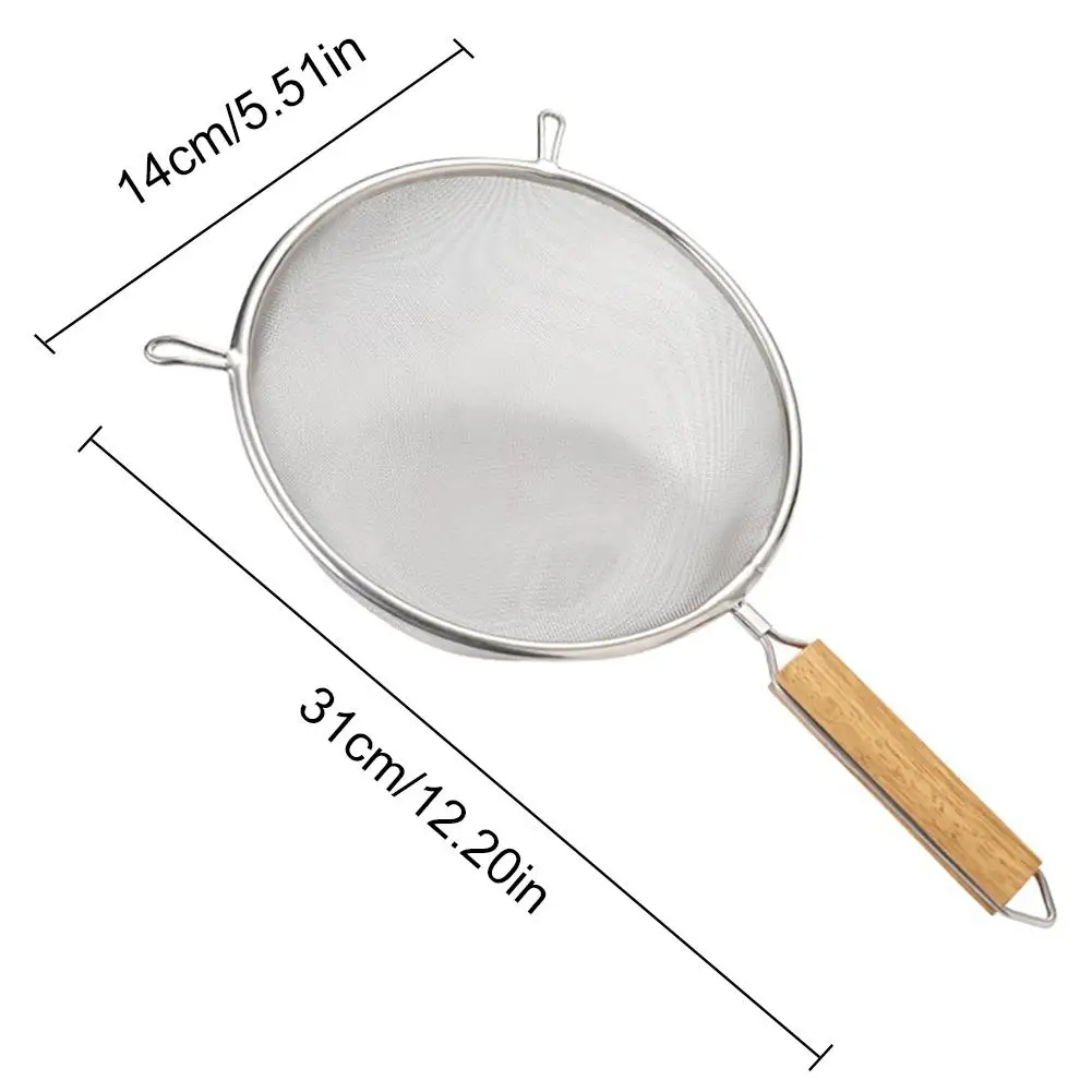 Мелкоячеистый пищевой фильтр 304 из нержавеющей стали дуршлаг-сито с деревянной