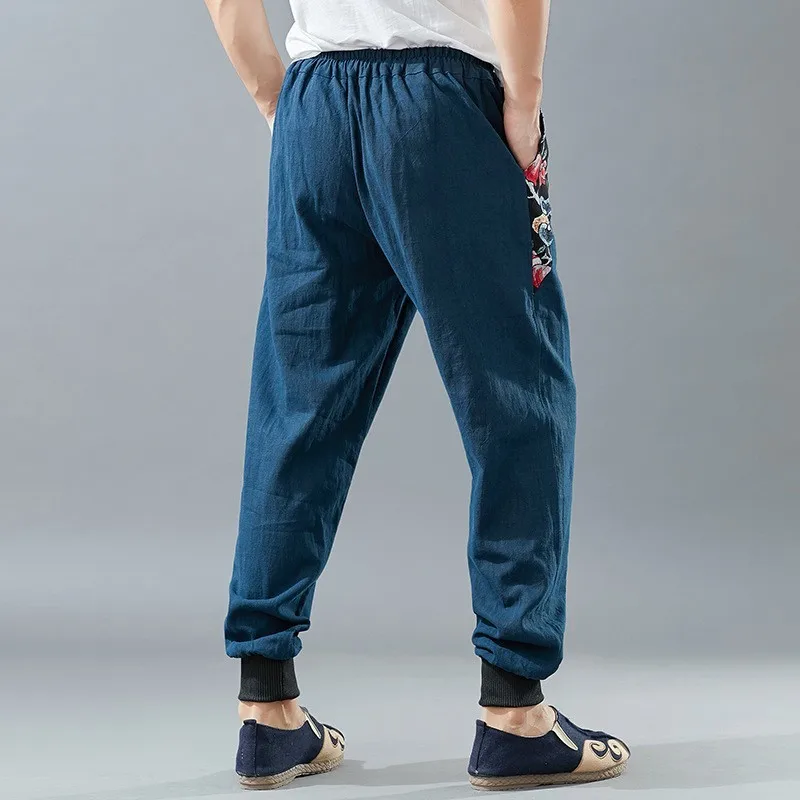 Весенние тонкие 100% льняные мужские повседневные штаны 2020 Новые однотонные