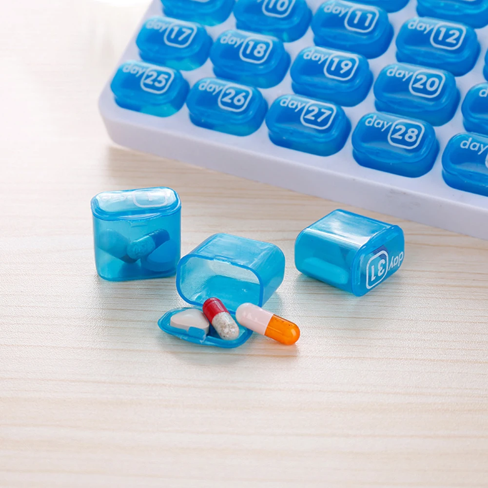 

Medicine Pill Box Portable Plastic Detachable 31 Cavities Pill Storage Box Pills Dispenser with Dust Lids Travel Pills Organizer