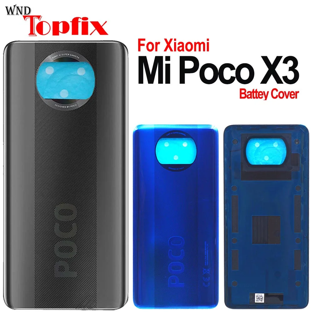 Задняя крышка батарейного отсека для Xiaomi Poco X3 NFC стеклянная с клеем|Корпусы и