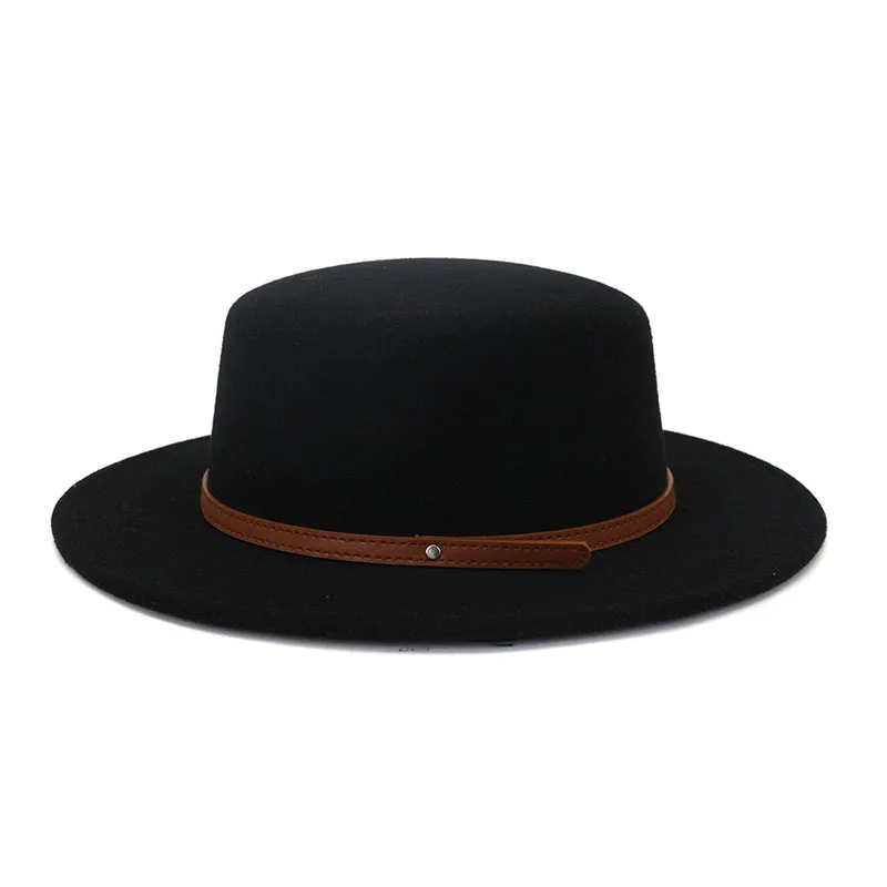 

Women's hat fedoras Men's sun hats felt autumn winter panama chain black fashion chapel Wedding picture hat vintage cap 2021 new