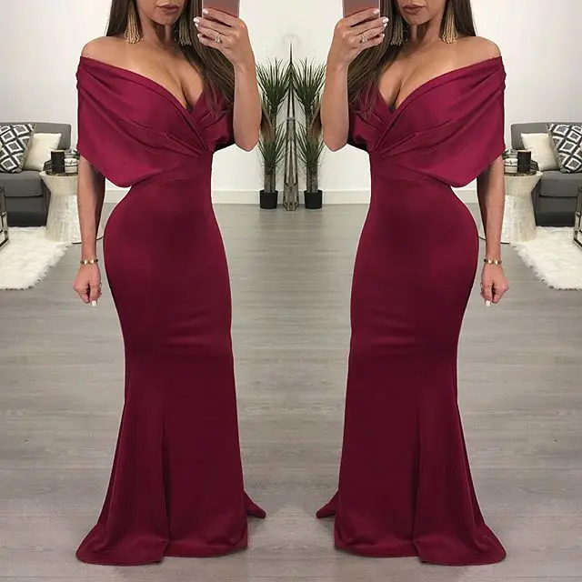 Женское платье с открытыми плечами без рукавов в пол | Женская одежда