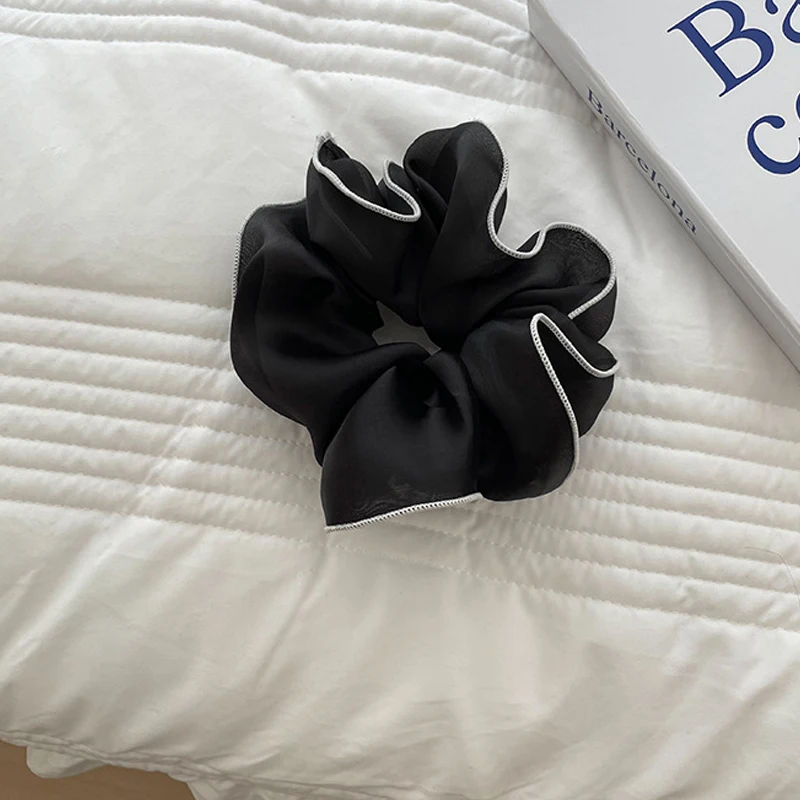 

2021Korea Big Size Chiffon Hair Scrunchies For Women Elastic Hair Bands Girls Headwear Ponytail Holder Hair Tie Hair Accessories
