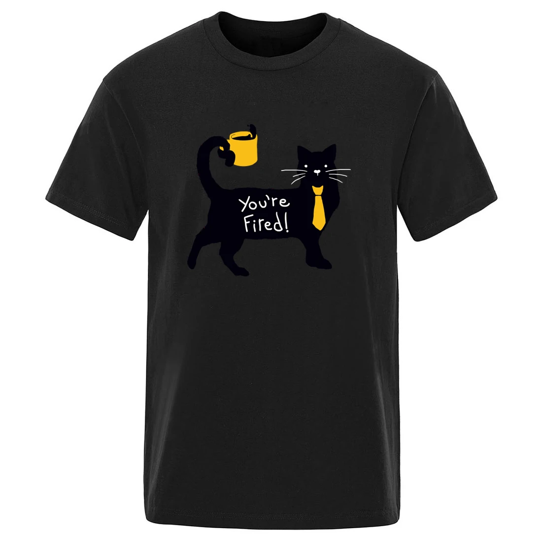 Мужская футболка с коротким рукавом и круглым вырезом You're Fired Cat уличная одежда