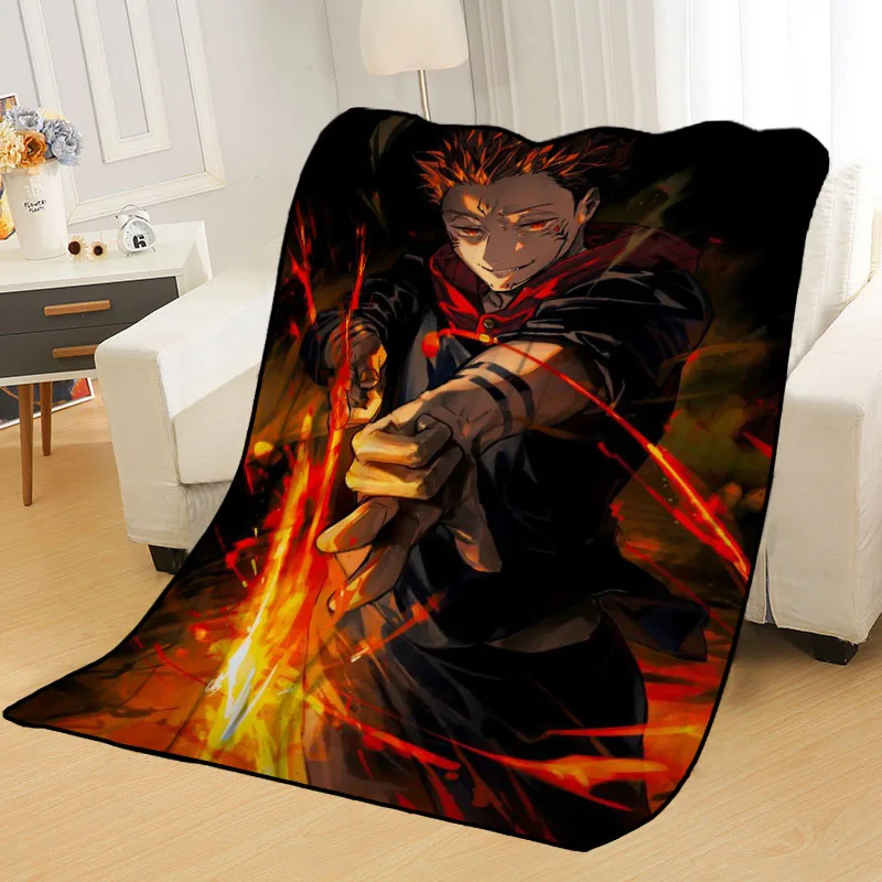 ?? パーソナライズされたjujutsu-掛け布団,ベッドカバー,柔らかい毛布,夏のアニメパターン,トラベルブランケット