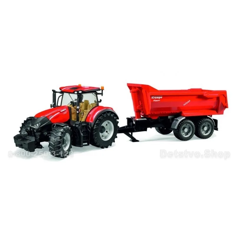 03 199 Трактор Case IH Optum 300 CVX с прицепом Krampe Tandem Halfpipe Bruder |