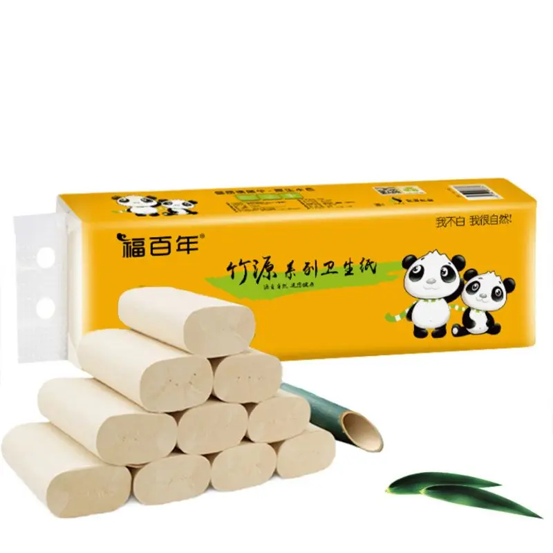 

12 Rolls Bamboo Pulp Toilet Paper Towels 4-Ply Thicken Biodegradable Bath Tissue G6KE