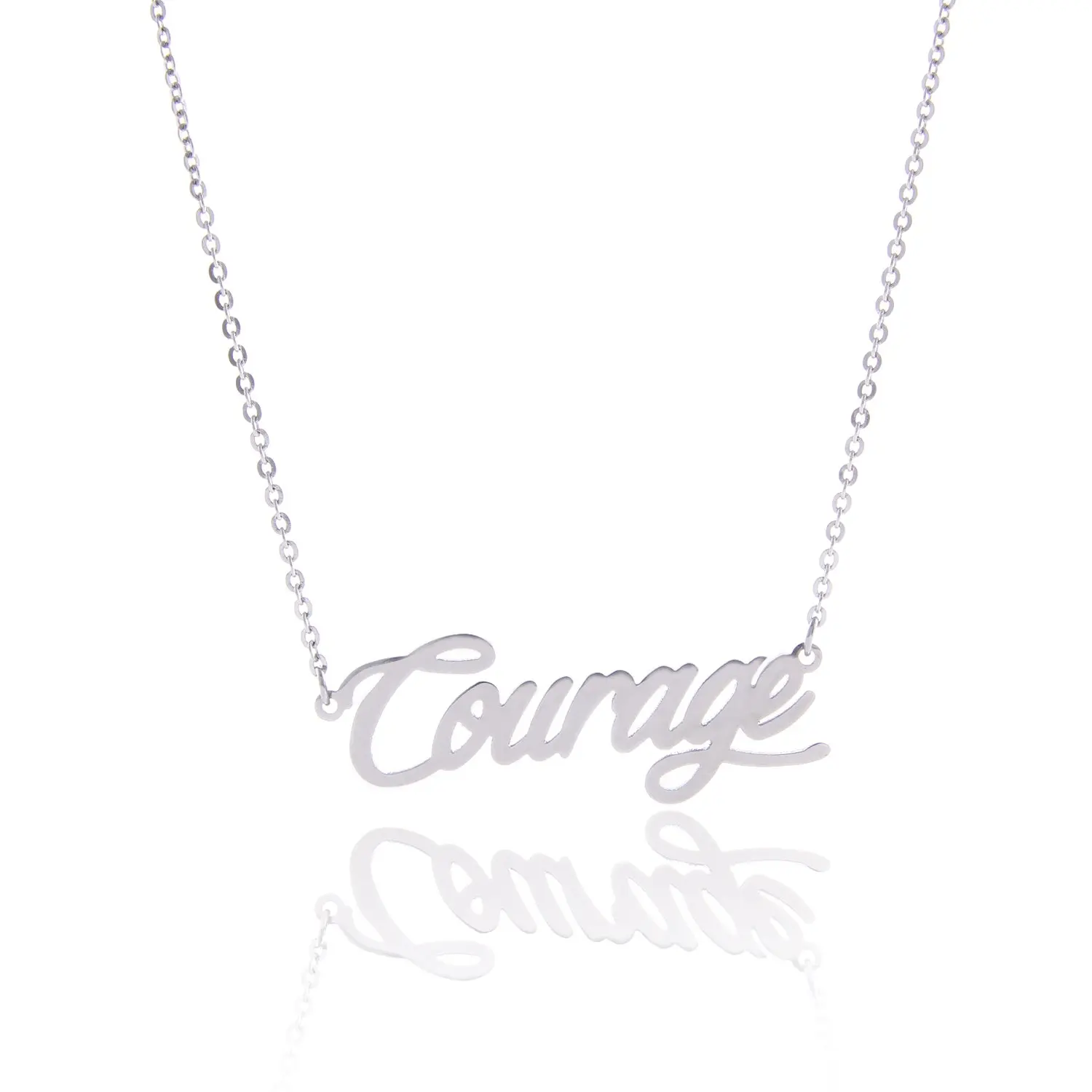 

New Fashion Hot Simple Silver Color Personalized Name Stainless Steel Customized Metal Cut Necklaces Custom Wedding Jewelry
