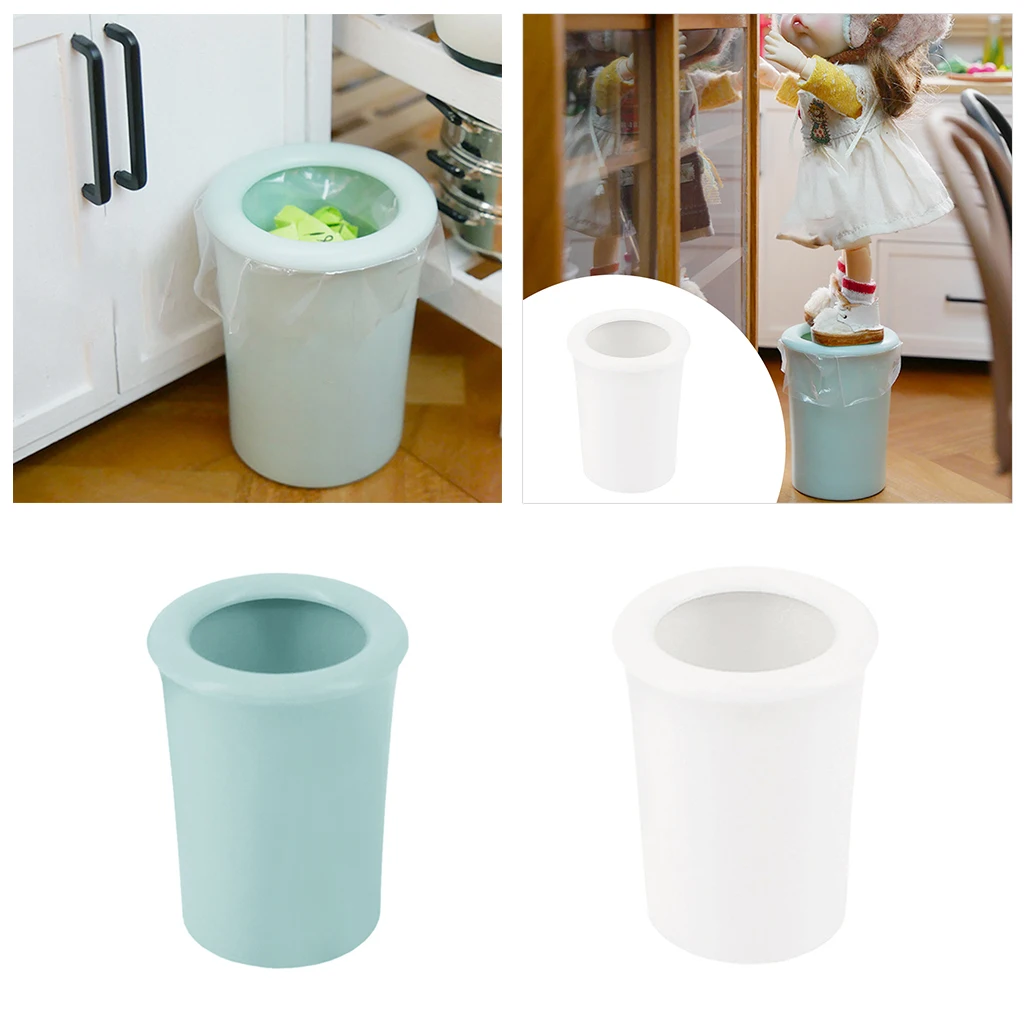 

1pc 1:12 Dollhouse Miniature PVC Furniture Mini Trash Can Wastepaper Basket Tiny Model BJD Doll Decor Decoration Props Kids Toy