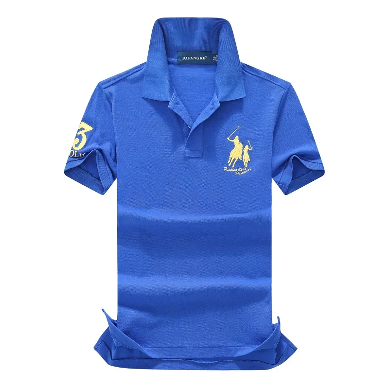 

Men's Polo Shirt 100% Cotton Brand Embroidery Golf Tops Casual High Quality Solid Short Sleeve Polos EUR Size S-2XL;GA200