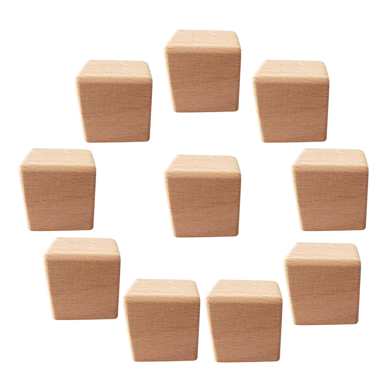 

10Pcs Wooden Square Cubes Natural Unfinished Craft Wood Blocks Toys for Kids