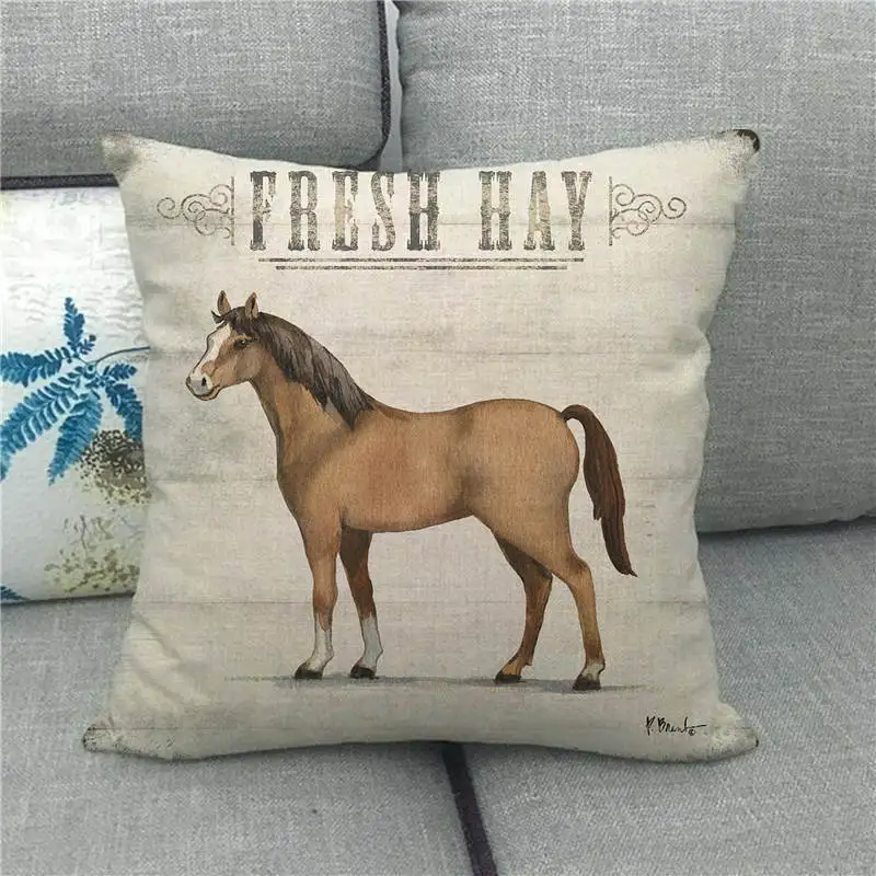 45 см * наволочка с изображением животных на ферме и деревянная из льна/хлопка для