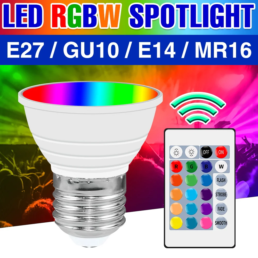 15W LED Lamp RGB Spotlight 85-256V LED Light Bulb E27 Color Lampara Led E14 Smart Light GU10 Magic Bulb MR16 IR Control Lighting