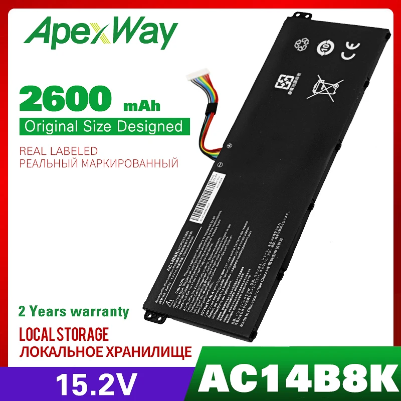 15.2V Laptop Battery AC14B8K FOR Acer Aspire E3-111 E3-721 E5-771 E5-771G ES1-311 ES1-711 Chromebook C810 C910 CB3-531 CB5-311 | Компьютеры