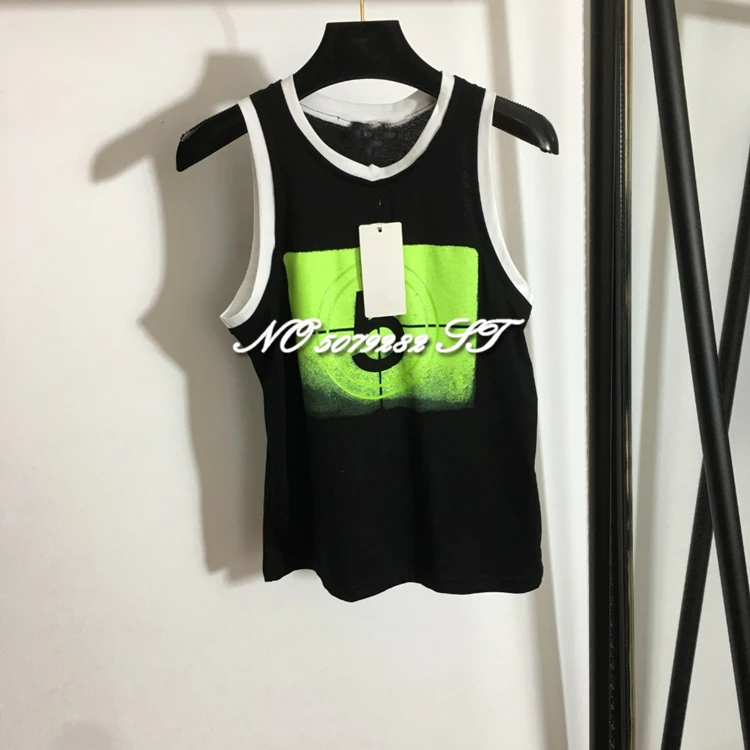 

High Quality Printed Women Sleeveless T-shirt Summer Fashion Simple Ladies Streetwear Tops Black Tshirts Graphic Tees