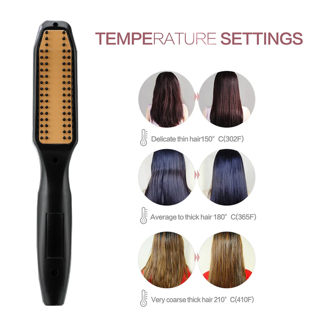 

Hair Straightener Comb Brush Electric Men Beard Straightener Comb for Women Portable Hot Heating Hair Smooth Brush Travel Home