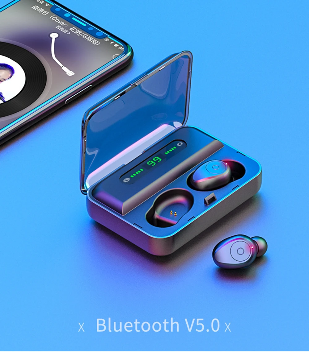 TWS 5,0, Bluetooth наушники, водонепроницаемые спортивные наушники, свободные руки, беспроводные наушники с внешним аккумулятором, Bluetooth наушники для iPhone