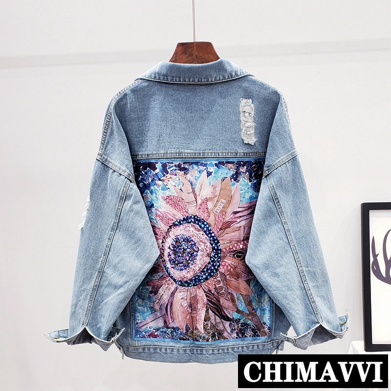 Джинсовая куртка Ins Женская Весенняя Свободная джинсовая новинка 2020 крутая