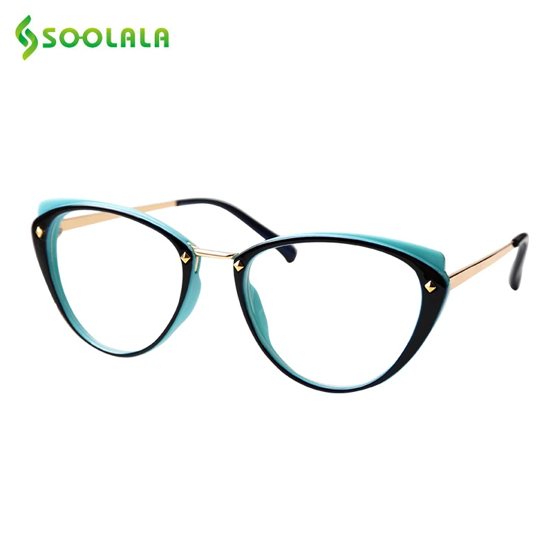SOOLALA-نظارات قراءة مضادة للضوء الأزرق للنساء ، نظارات قراءة مصنوعة من السبائك ، مناسبة لقصر النظر الشيخوخي ، مناسبة لقصر النظر الشيخوخي 0.5 0.75 1....