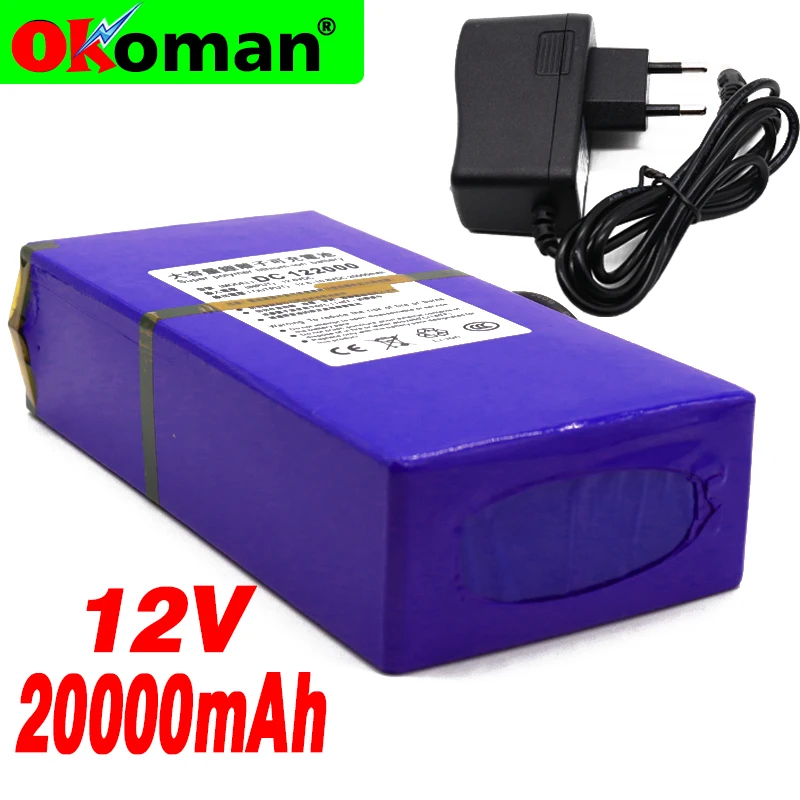 Высококачественный перезаряжаемый портативный литий ионный аккумулятор 12 в 20000