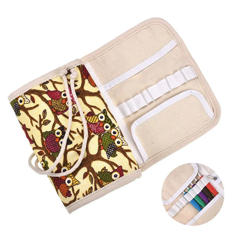 

New Arrival Owl Pattern Storage Bag Foldable Crochet Needles Pouch Lovely Sewing Accessories Container Durable Knitting Kit Case