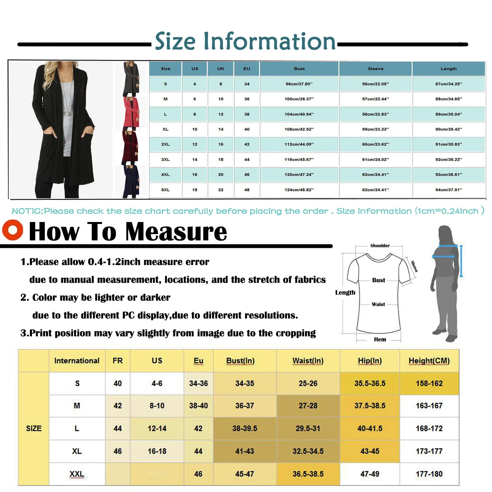 

Fashion Womens Solid Color Open Front Long Cardigan Knittwear Long Sleeve Pockets Loose Kimono Cardigan Coat Outerwear Casaco#g3