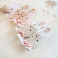 new products for autumn and winter mute office slippers female cute bunny warm home cotton slippers