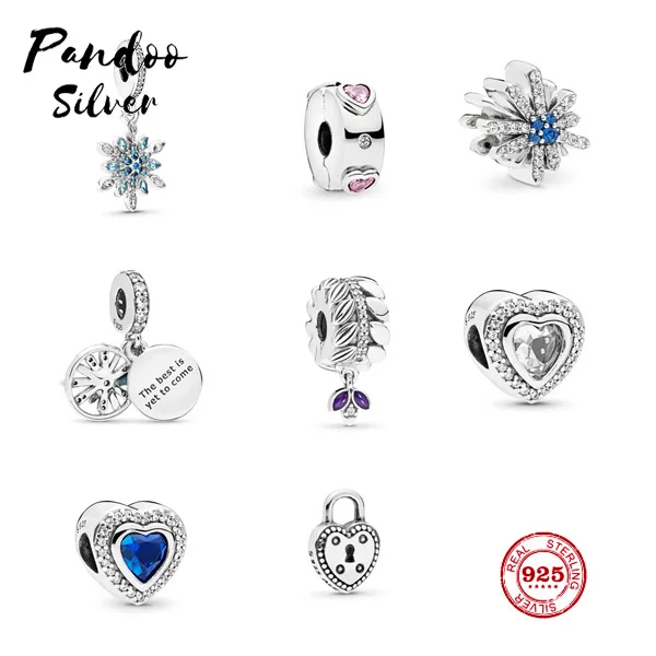 Оригинальный браслет из стерлингового серебра 1:1 пробы Шарм с сияющей любовью