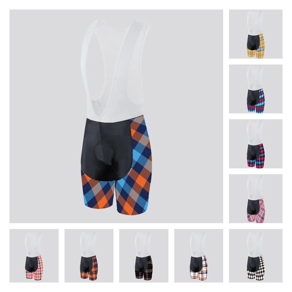 

Нагрудник с лямками, шорты, велосипедные ретро брюки унисекс для велоспорта, летняя спортивная одежда из лайкры в клетку, велосипедная одеж...