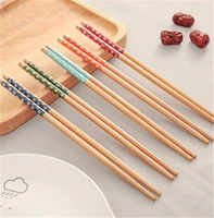 5 pair reusable chinese classic kitchen tableware home floral japanese gift hotel natural flower bamboo chopsticks sushi tools
