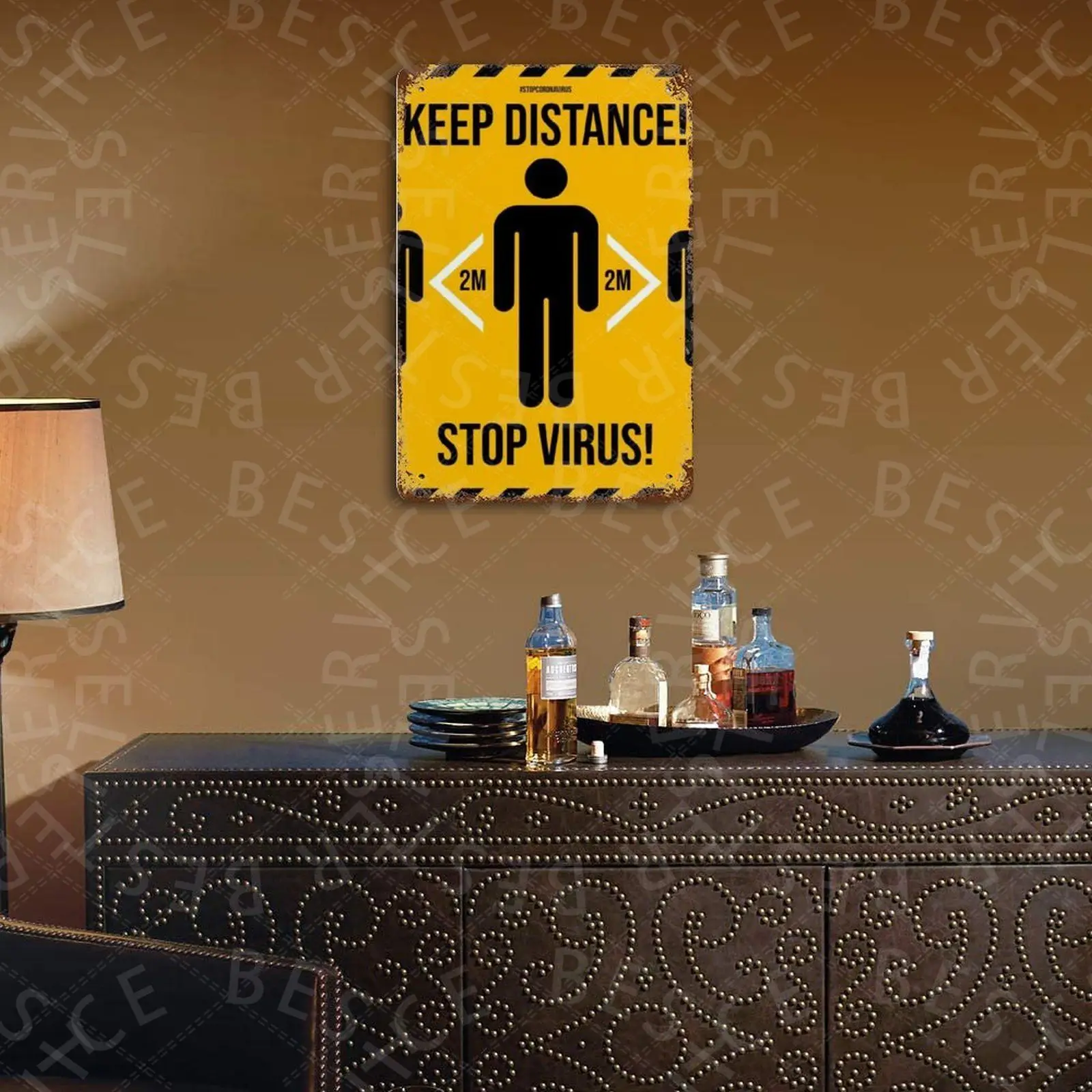 

KEEP DISTANCE POSTER Vintage Poster Metal Tin Signs Plate Wall Plaque for Bar Pub Club Man Cave Decor