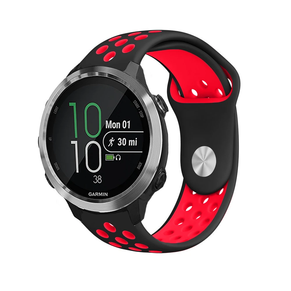 black red Цветной мягкий силиконовый ремешок для часов Garmin Forerunner 645 Vivoactive3 3 Vivomove HR Смарт-часы сменный Браслет - Цвет: black red