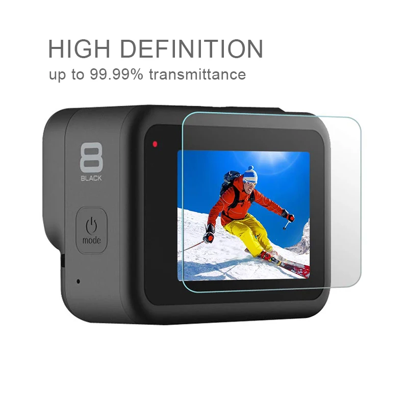 Силиконовый чехол для GoPro Hero 8, черное закаленное стекло, защита экрана, защитная пленка для объектива, чехол для Go Pro 8, аксессуары