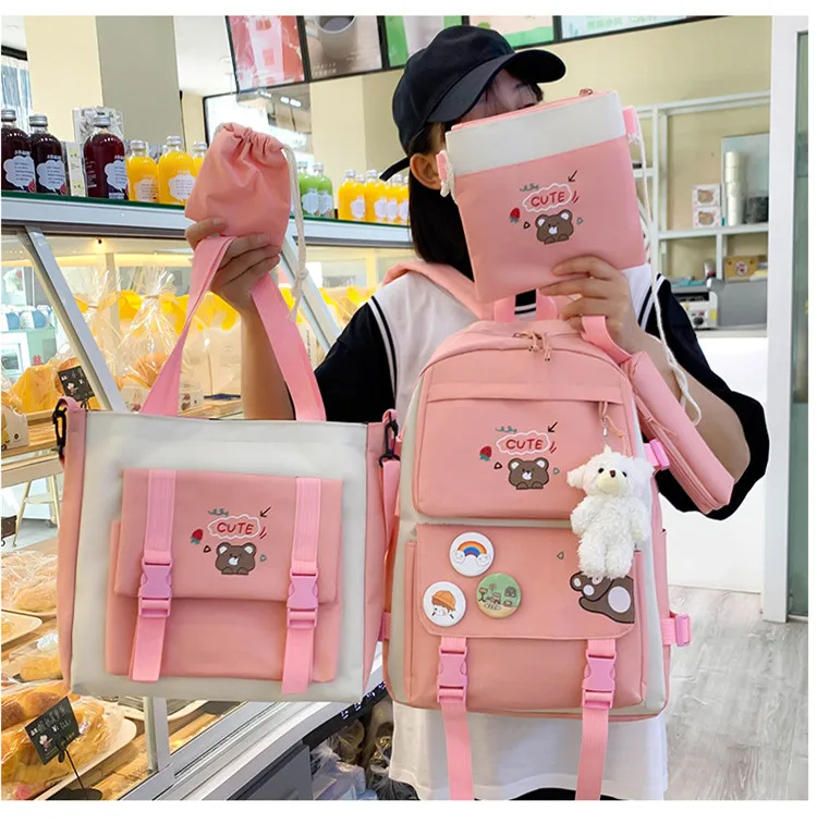 OKKID 6 шт./компл. kawaii школьные сумки для девочек милый медведь кукла детская книга