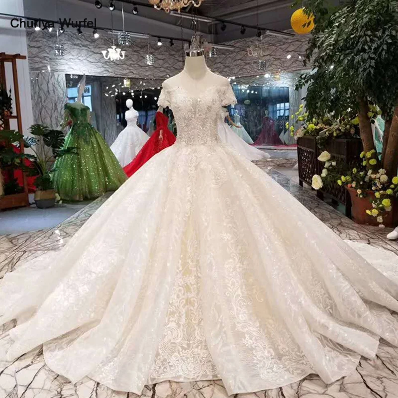 LSS186 блестящие кружевные свадебные платья с открытыми плечами милое бальное