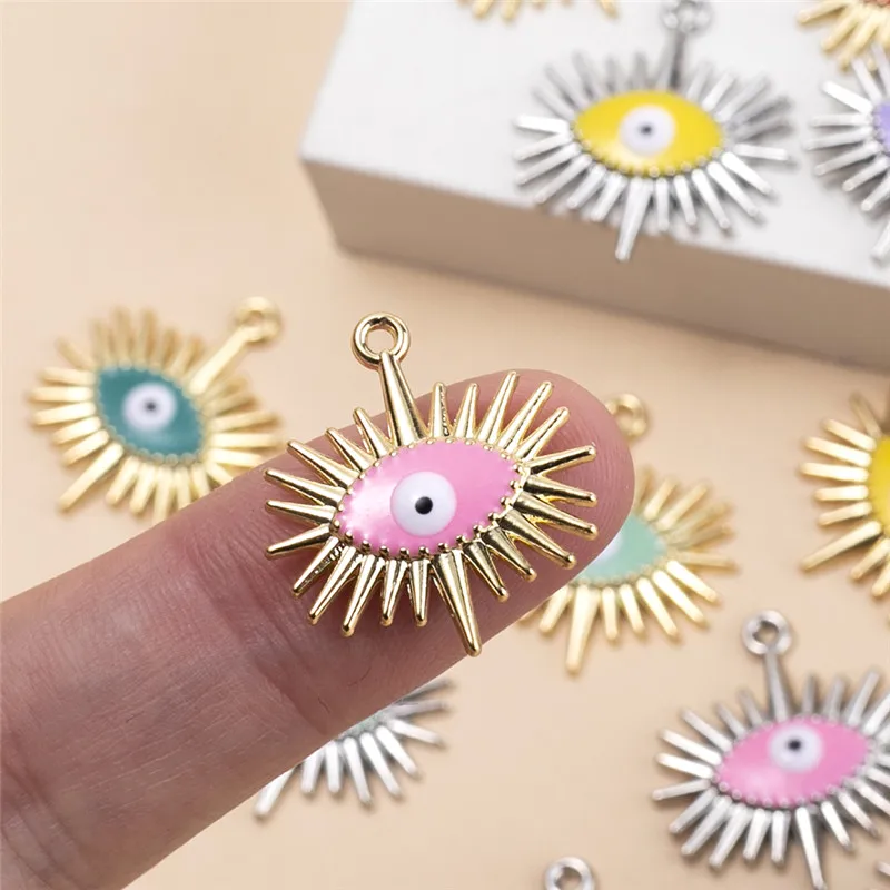 

10 шт./лот Разноцветные Подвески из сплава с глазами, подвеска «сделай сам», серьги, ожерелье для изготовления ювелирных изделий, аксессуары